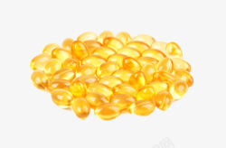 一堆黄色的鱼肝油胶囊实物素材