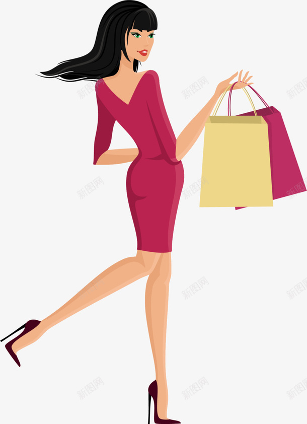 618购物节购物的女人png免抠素材_88icon https://88icon.com 618购物节 开心 提着手提袋 美丽女人 购物的女人 长发飘飘
