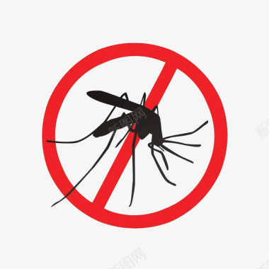 卫星图圆形简约红色禁止蚊子传染疾病图图标图标
