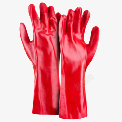 红色防污染发亮的手套实物素材