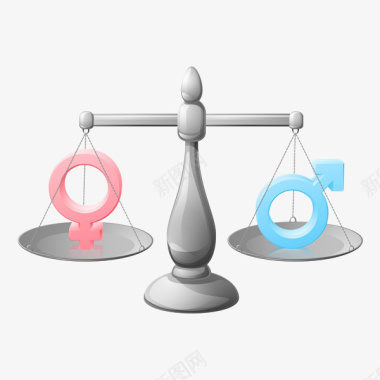 公平卡通天平性别男女标志平衡图标图标