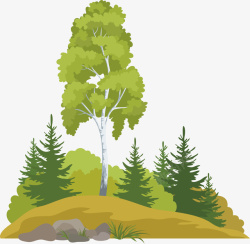创意水彩植树节环保手绘园林植物矢量图素材