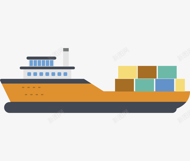 橘色卡通货船和货物png免抠素材_88icon https://88icon.com 交通工具 包裹 卡通 海运 货物 货船 运货
