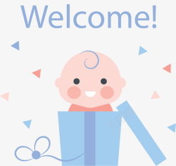 婴儿新生儿套装蓝色礼盒里的婴儿矢量图高清图片