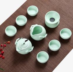 龙凤青瓷茶具青瓷茶具套装茶杯茶壶高清图片