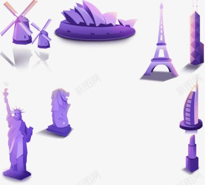 铁塔紫色旅游图标图标