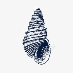 手绘黑色海螺装饰图素材