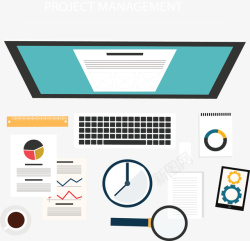 项目管理计划项目进度成本管理矢量图高清图片
