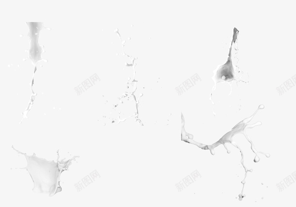 五种牛奶液体png免抠素材_88icon https://88icon.com 效果图 液体 液态 牛奶 白色