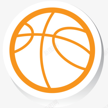 橙色篮球橙色篮球卡通贴纸矢量图图标图标