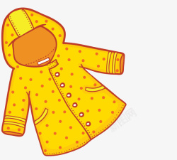 手绘雨衣手绘卡通插图可爱黄色雨衣高清图片