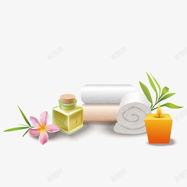 毛巾矢量图ai免抠素材_88icon https://88icon.com PNG免抠图下载 SPA 沐浴 花瓣 蜡烛 香薰 矢量图