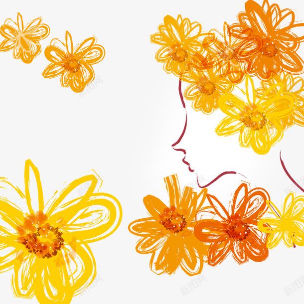 花纹png免抠素材_88icon https://88icon.com 手绘花纹 抽象 抽象文理 花朵 花纹 菊花 边框 黄色花朵