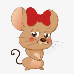金色老鼠头戴蝴蝶结可爱的老鼠矢量图高清图片
