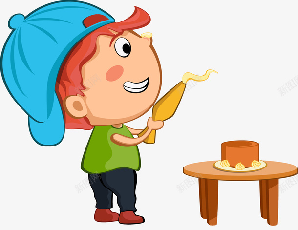 卡通可爱男孩做蛋糕图png免抠素材_88icon https://88icon.com 做蛋糕 卡通 奶油 小男孩 帅气的 桌子 高兴地