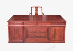 古典书桌古典红色家具红木桌椅办公套装免高清图片