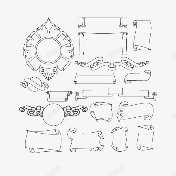 手绘边框png免抠素材_88icon https://88icon.com AI 卡通 卷轴 手绘 条幅 横幅 涂鸦 源文件 相框 边框