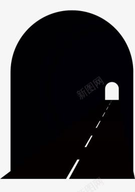 黑色手绘隧道图标图标
