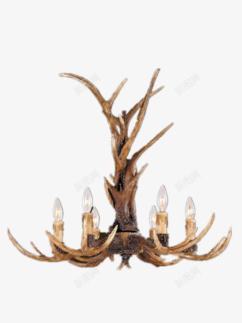美式六烛欧餐厅鹿角吊灯png免抠素材_88icon https://88icon.com 产品实物 好看的吊灯 漂亮的吊灯 美式的吊灯