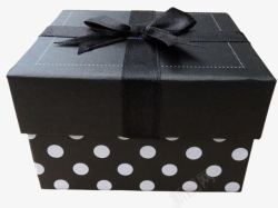 黑色白点黑丝带装饰礼品盒素材