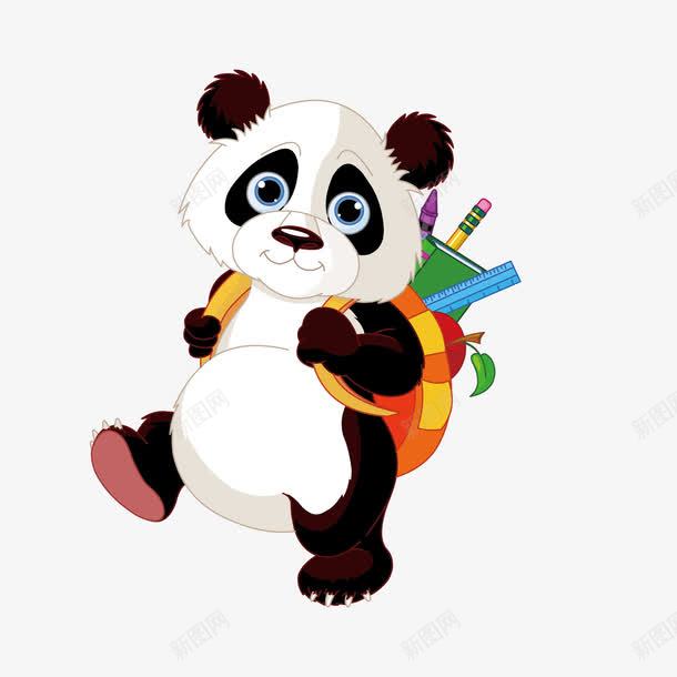上学路上的熊猫png免抠素材_88icon https://88icon.com 上学路上 书本 卡通形象 尺子 插图 熊猫 背包 铅笔