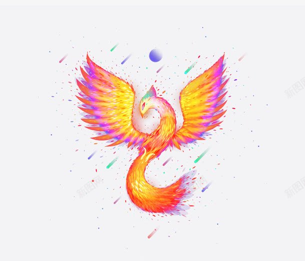 色彩光晕光影炫彩梦幻飞翔火凤凰png免抠素材_88icon https://88icon.com 凤凰 四圣兽 四大神兽之一 大气 朱雀 梦幻 橙色 火凤 火焰 火鸟 燃烧 飞翔