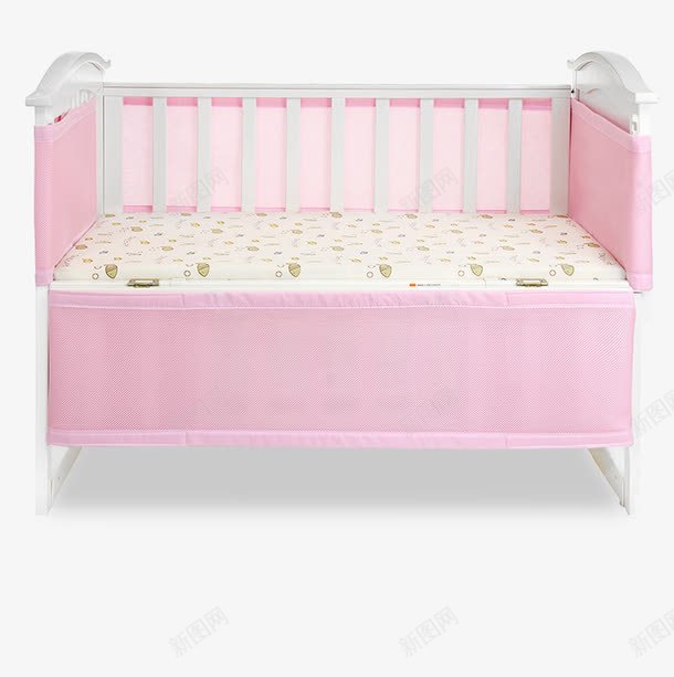 粉色女孩婴儿床png免抠素材_88icon https://88icon.com 儿童家具 儿童床 单人床 婴儿床 家具 床 童床