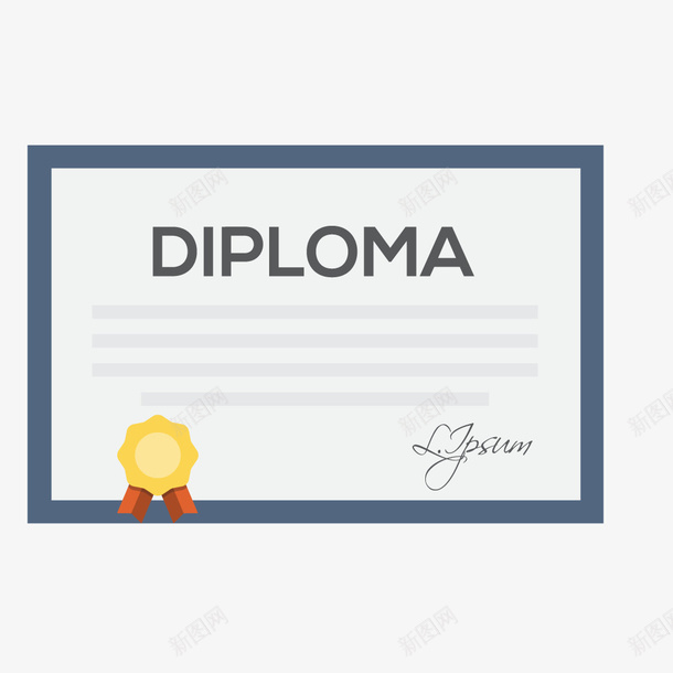 蓝色欧美学位证书矢量图ai_88icon https://88icon.com 学位 学位证书 欧美 蓝色 证书 矢量图