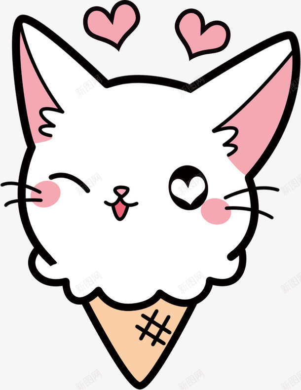 卡通猫咪png免抠素材_88icon https://88icon.com 卡通 可爱 手绘 猫 猫咪 白色猫咪 粉色耳朵
