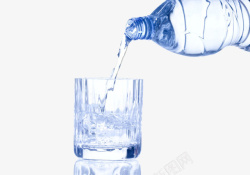水塑料瓶塑料水瓶里倒出的苏打气泡水实物高清图片