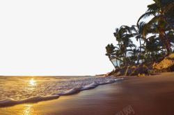 日落风景摄影美丽的海滩景色高清图片