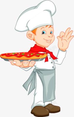 下厨端着披萨的小厨师高清图片
