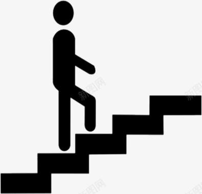 人往高处走爬楼梯卡通图标图标