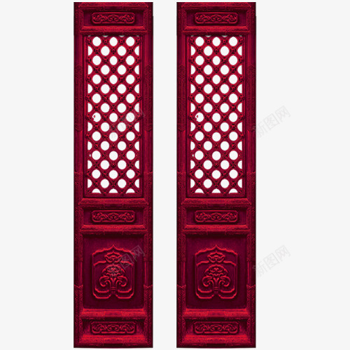 红色古代木门装饰图案png免抠素材_88icon https://88icon.com 免抠PNG 古代 木门 红色 装饰图案