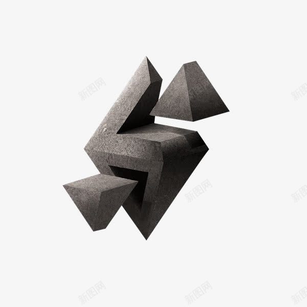立体矩形元素png免抠素材_88icon https://88icon.com 3D 三角形 厚实 黑灰
