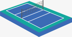 蓝色网球场蓝色立体网球球场高清图片