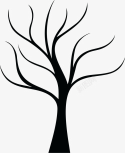 一棵枯树黑色剪影树干枯树矢量图高清图片