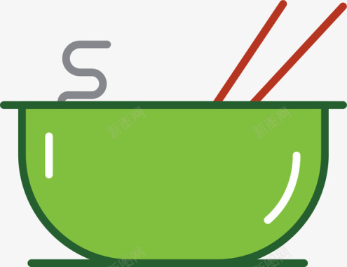 绿色能源图标扁平化可爱卡通碗筷图标矢量图图标