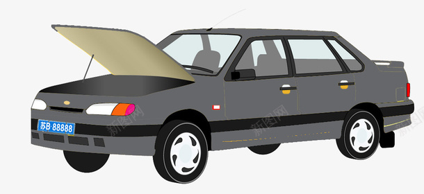 灰色汽车png免抠素材_88icon https://88icon.com 一辆 卡通 引擎盖 手绘 汽车 灰色 简图 车轮