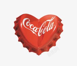 红色可乐易拉罐可口可乐爱心瓶盖高清图片