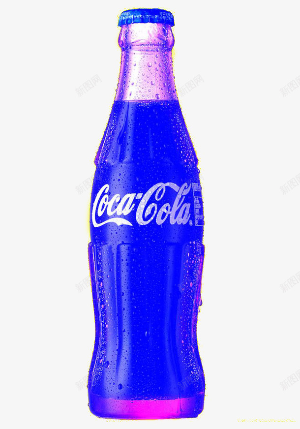 蓝色可口可乐玻璃瓶png免抠素材_88icon https://88icon.com 可口可乐 可口可乐玻璃瓶 可口可乐瓶 水珠 瓶身 蓝色 饮品