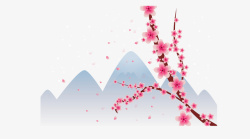 日本富士山浪漫樱花矢量图素材