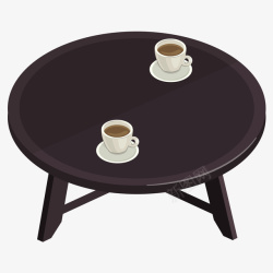 黑色桌子上的两杯咖啡矢量图素材