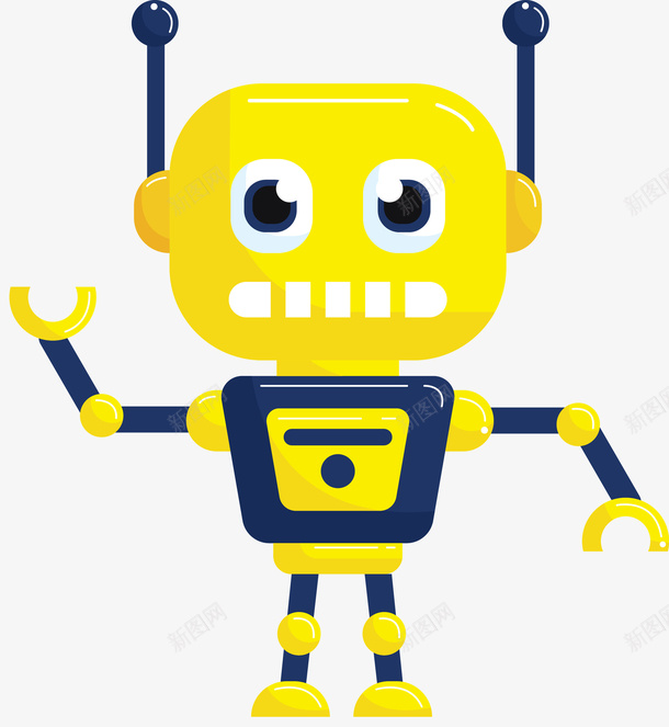黄色反光卡通机器人矢量图ai免抠素材_88icon https://88icon.com 人工智能机器人 反光 扁平风格 智能化 黄色 黄色机器人 矢量图