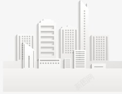 白色矢量城市创意白色建筑群高清图片