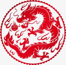 中国龙火焰徽章图腾素材