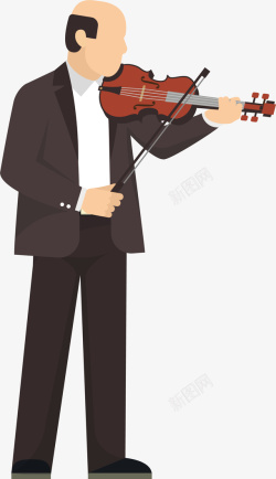 手绘演奏乐器拉小提琴人物素材