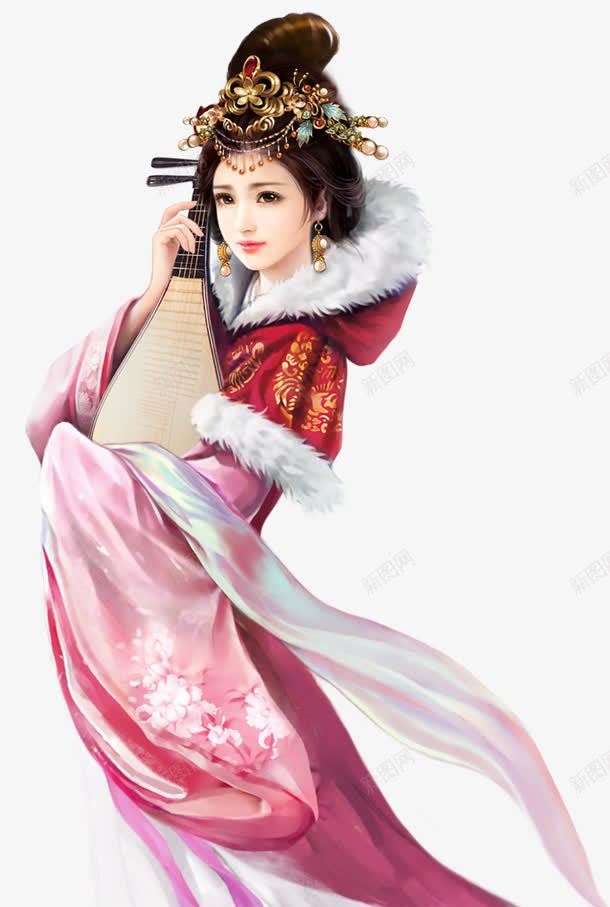 古装素描唯美琵琶女png免抠素材_88icon https://88icon.com 古装 琵琶 素描