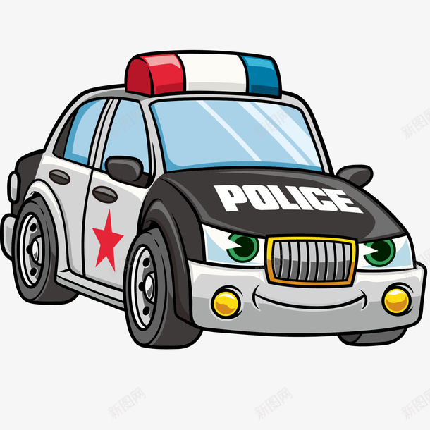 卡通警车矢量图ai免抠素材_88icon https://88icon.com 交通工具 卡通警察人物 卡通警车免抠PNG 汽车 矢量图 警察 警车 车