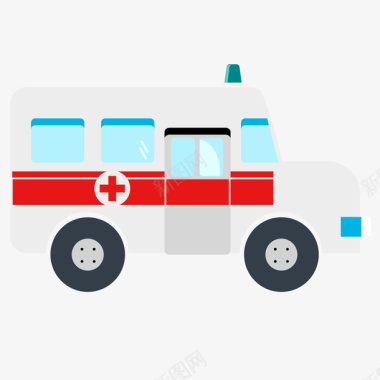 蓝色热气球灰色圆角救护车元素矢量图图标图标